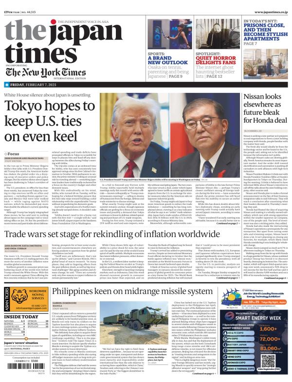 Prima-pagina-The-Japan-Times-oggi-edizione-di-oggi-20250207